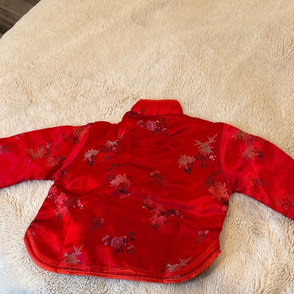 VINTAGE Golden Dragon Red Satin Top - Picture 8 of 10